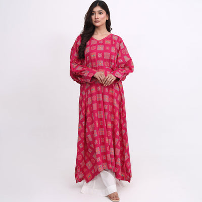 Stitched Block Print Kaftan – Ethnic Summer Wear