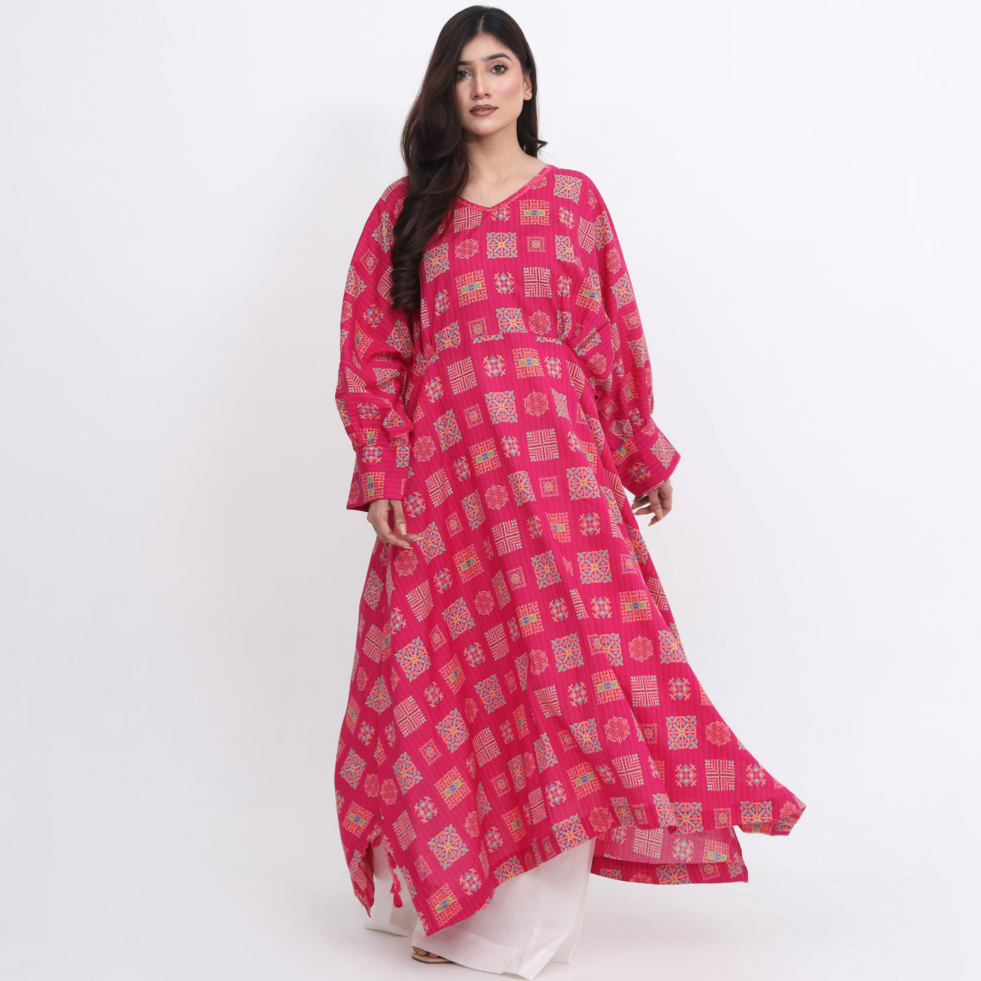 Stitched Block Print Kaftan – Ethnic Summer Wear