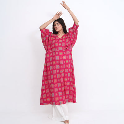 Stitched Block Print Kaftan – Ethnic Summer Wear