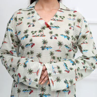 Stitched 2 PC Tropical Lawn Farshi Suit