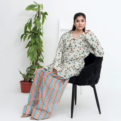 Stitched 2 PC Tropical Lawn Farshi Suit